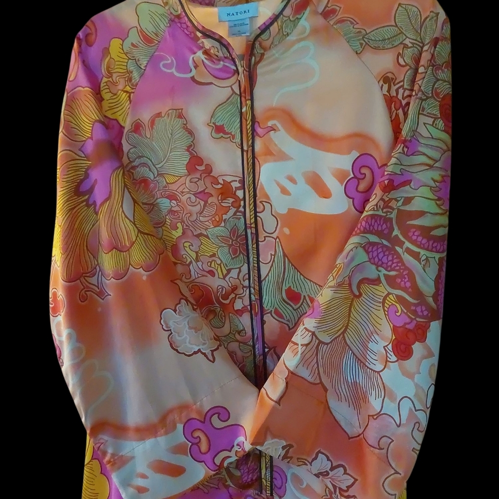 Vibrant Natori Floral Maxi Housedress - Picture 3 of 5